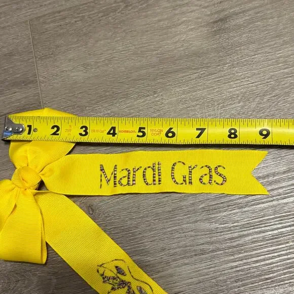 Yellow Mardi Gras Hair Bow Snap Clip Large Ribbon Barrette Party Accessory - Picture 7 of 9
